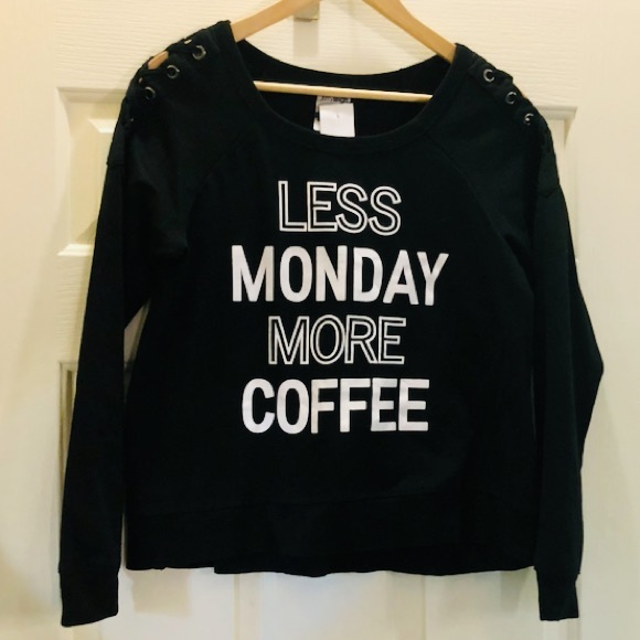 BLACK SWEATSHIRT TOP PULL OVER CREW NECK NEW M - Picture 5 of 7